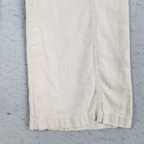 Old Navy Pants Womens 6 Khaki Linen Blend Cargo Wide Leg Drawstring Utility - Picture 6 of 14